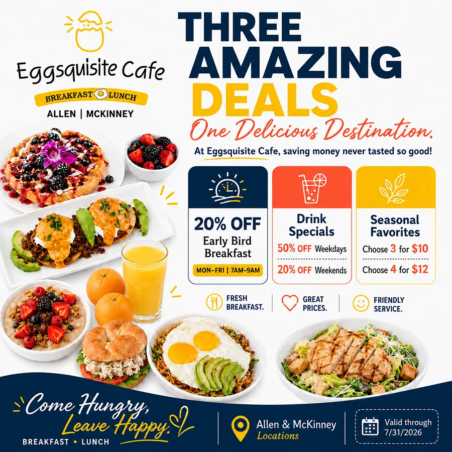 Eggsquisite Cafe Mckinney Breakfast Special Event July 2026